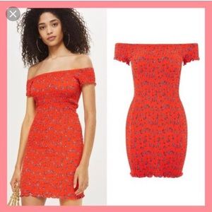 Off shoulder red dress